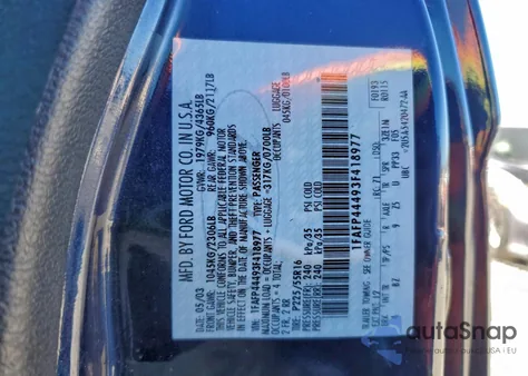 2003 Ford Mustang from USA, damaged, VIN 1FAFP44493F418977